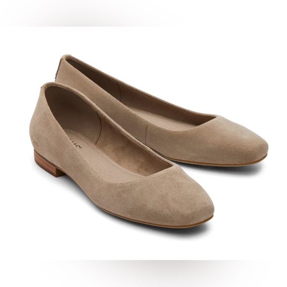 TOMS Suede Ballet Flats Women’s Briella Taupe Beige Sz 9.5 - Picture 1 of 8